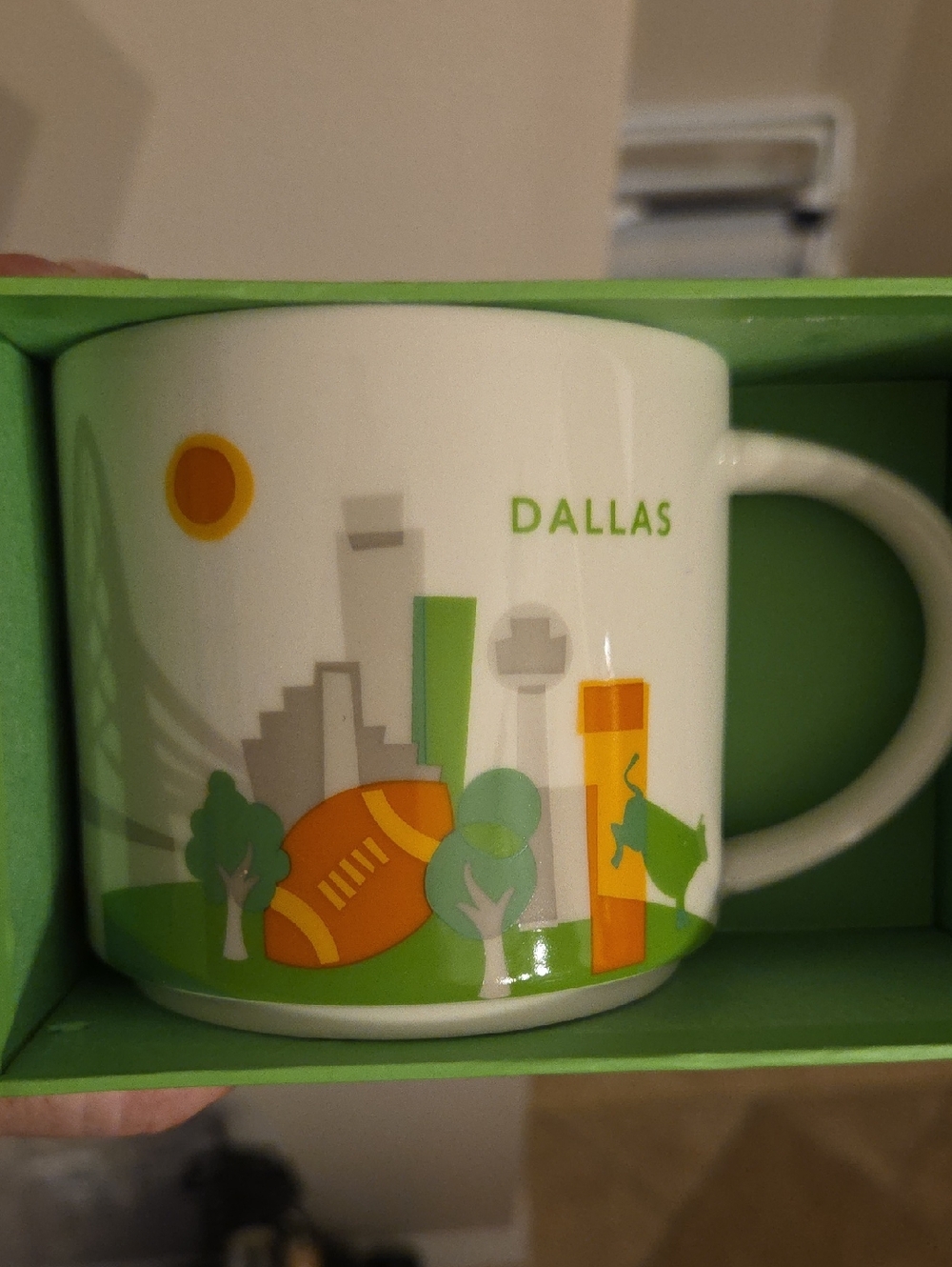 Starbucks Dallas You Are Here Mug - White, Green, Orange and Yellow